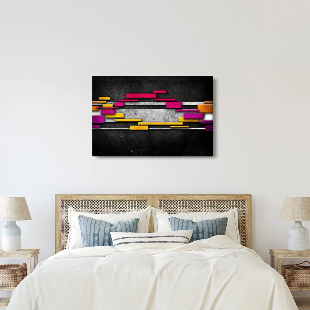 Obraz farebné abstrakcie na čiernom pozadí (90x60 cm)