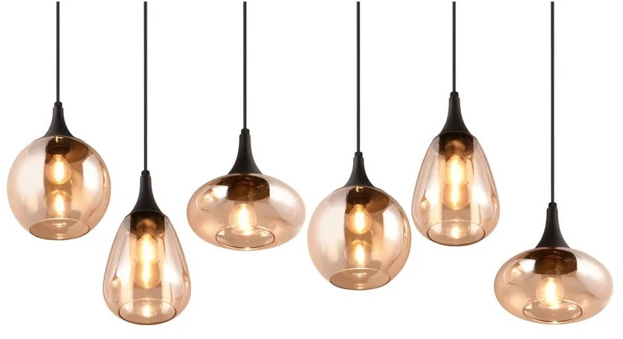 Čierno-oranžové závesné svietidlo so skleneným tienidlom Lumina – Trio