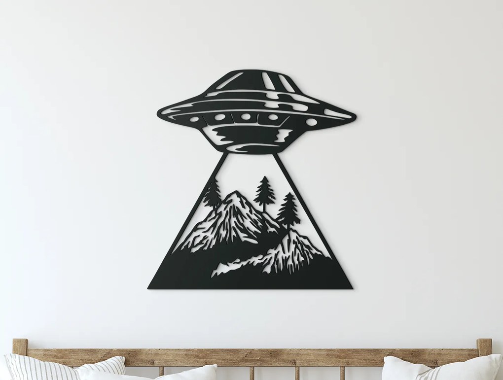 drevko Drevená nálepka UFO Rozmer obrazu: 34 x 32,5 cm, Farba dekorácie: Čierna