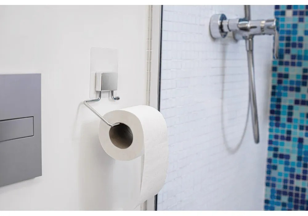 Samolepiaci držiak z pochrómovanej ocele na toaletný papier Compactor