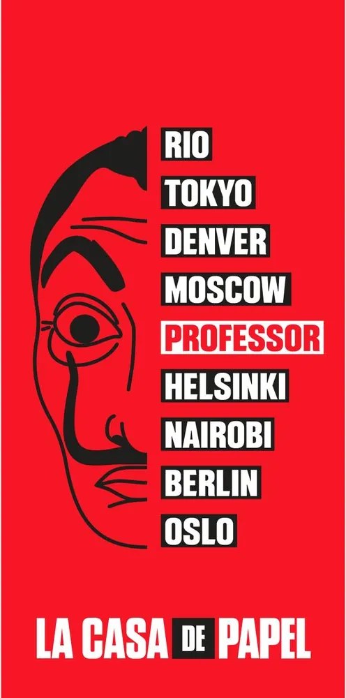 Jerry Fabrics Osuška s potlačou - La casa de papel | 70 x 140 cm