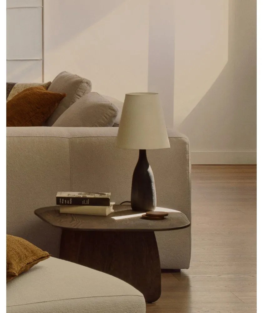 Čierna/krémová stolová lampa s textilným tienidlom (výška 56 cm) Luvia – Kave Home