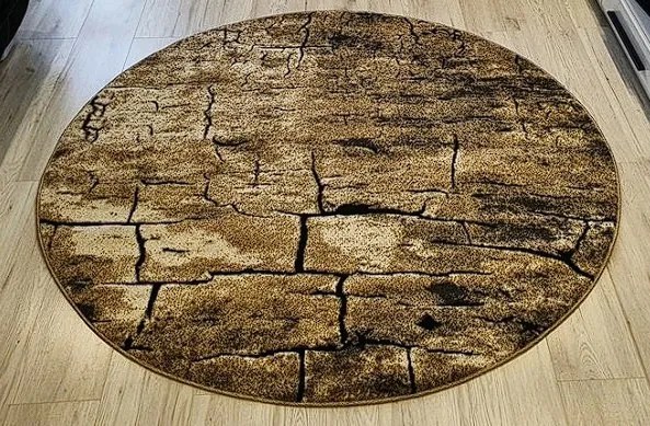 HU Okrúhly Hnedý moderný koberec Loft 265 vzor suchá zem