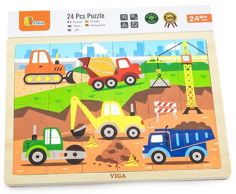 Detské drevené puzzle Viga Stavba