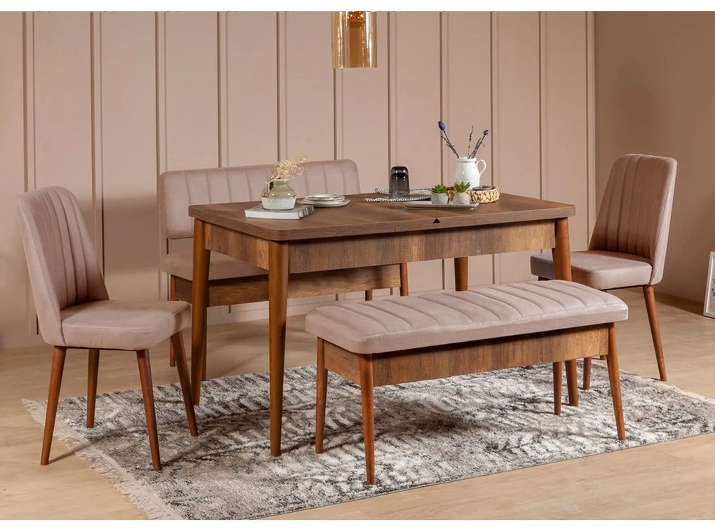 Lavica VINA s úložným priestorom 110 cm orech/béžová