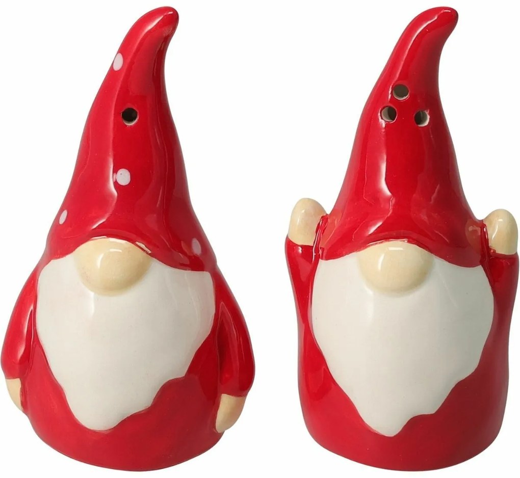 Vianočná keramická soľnička a korenička Vianočný škriatok