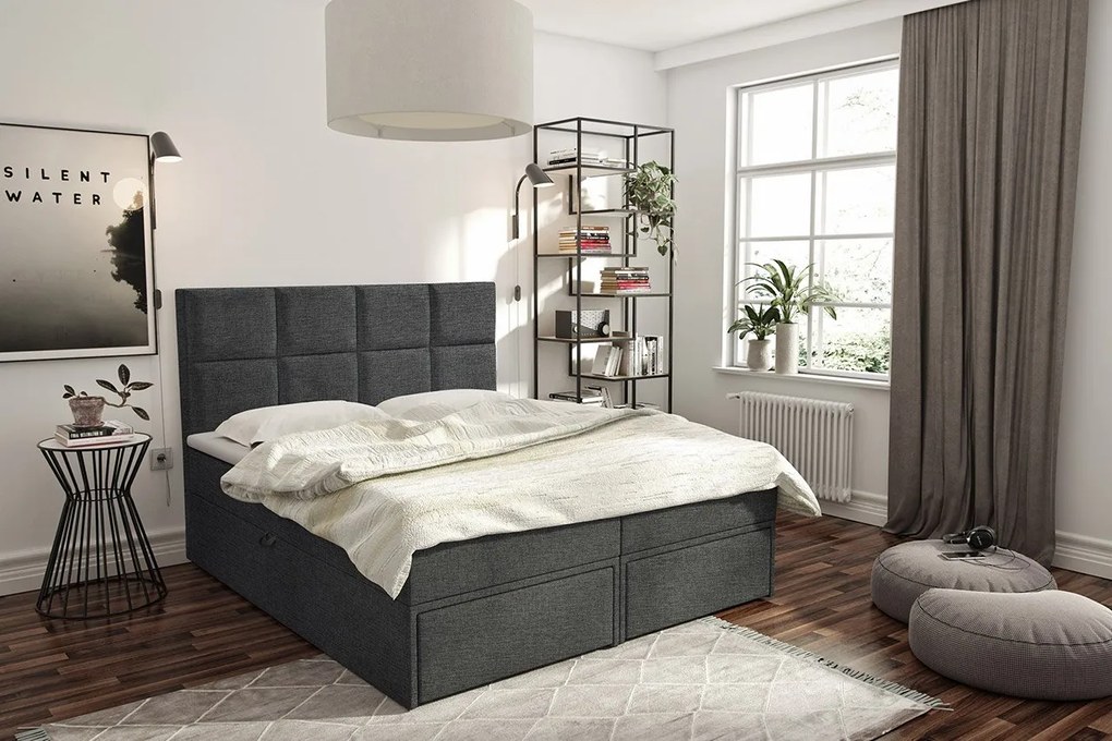 Kontinentálna posteľ Hudson Lux 2, Rozmer postele: 140x200, Farby: ekokoža Soft 011