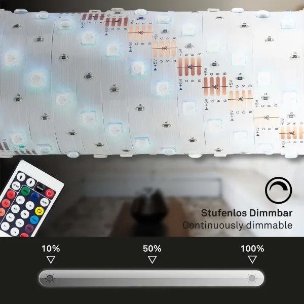 Brilo - LED RGBW Stmievateľný pásik 5m LED/24W/230V + DO