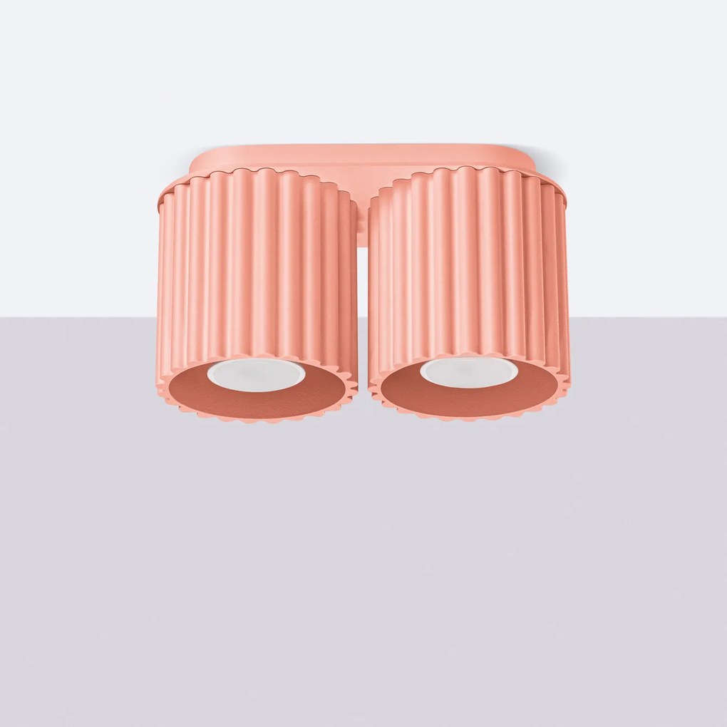 Stropné svietidlo Aura, 2x ružové hliníkové tienidlo, (10 cm)