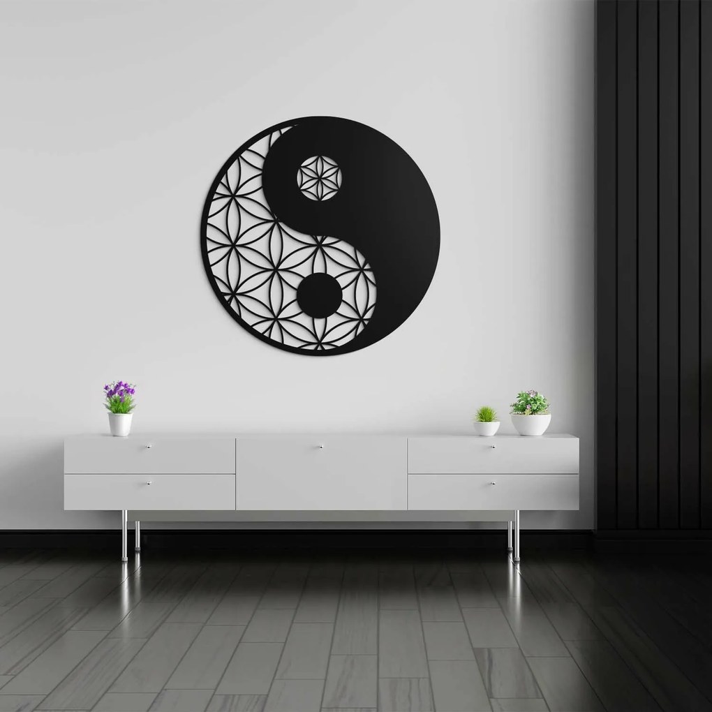 DUBLEZ | Drevená mandala kvet života - Yin Yang
