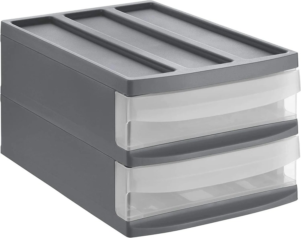 DUO M - Box s 2 zásuvkami (A4), úložný box výsuvný, antracit, Rotho SYSTEMIX