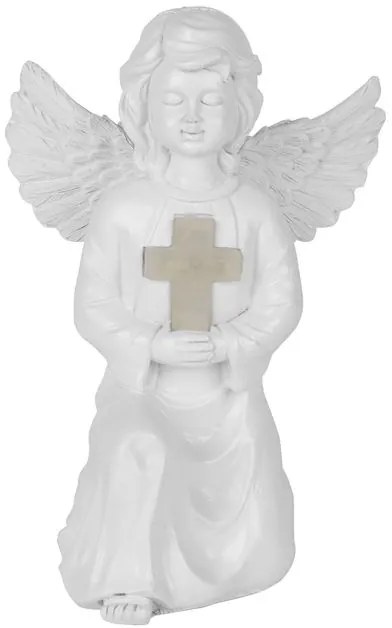 Dekorácia Strend Pro Gecco, anjel, 15x12x22 cm, polyresin, solárna, na hrob, 1 LED, AA