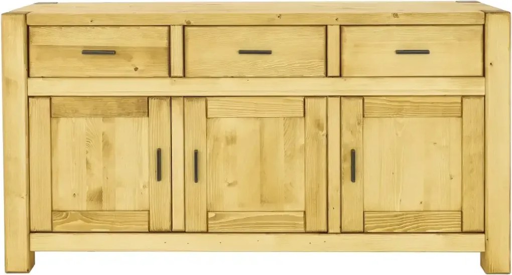 Veľká drevená komoda s 3 zásuvkami a 3 dvierkami 160x50x85 cm