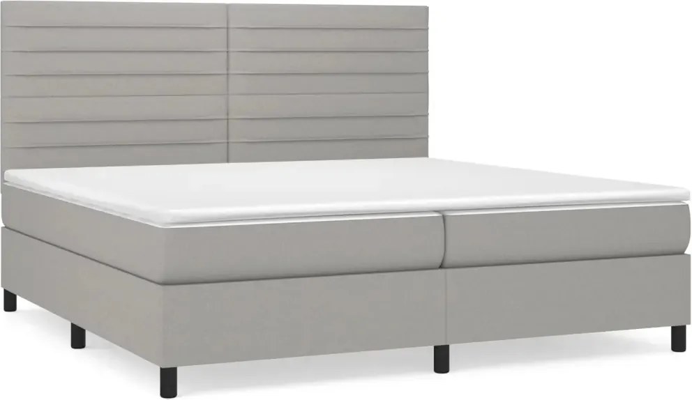 vidaXL Kontinentálna posteľ s matracom, svetlosivá, tkanina 200 x 200 cm