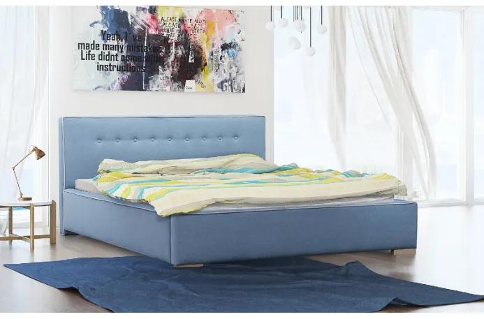Čalúnená posteľ Ingrid s úložným priestorom modrá 200 x 200