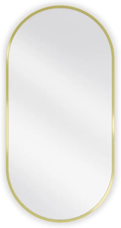 Mexen Loft, oválne kúpeľňové zrkadlo 90 x 45 cm, farba rámu zlatá lesklá, 9851-090-045-000-50