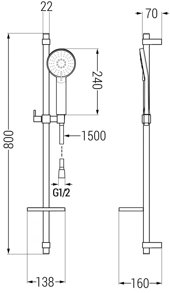 Mexen Pecos DQ40 sprchový set, chrómová - 72704DQ40-00