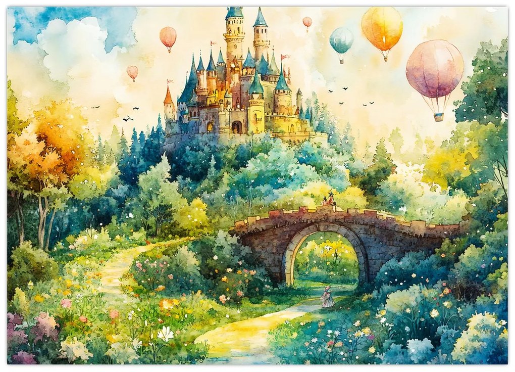 Sklenený obraz - Rozprávkový zámok (70x50 cm)