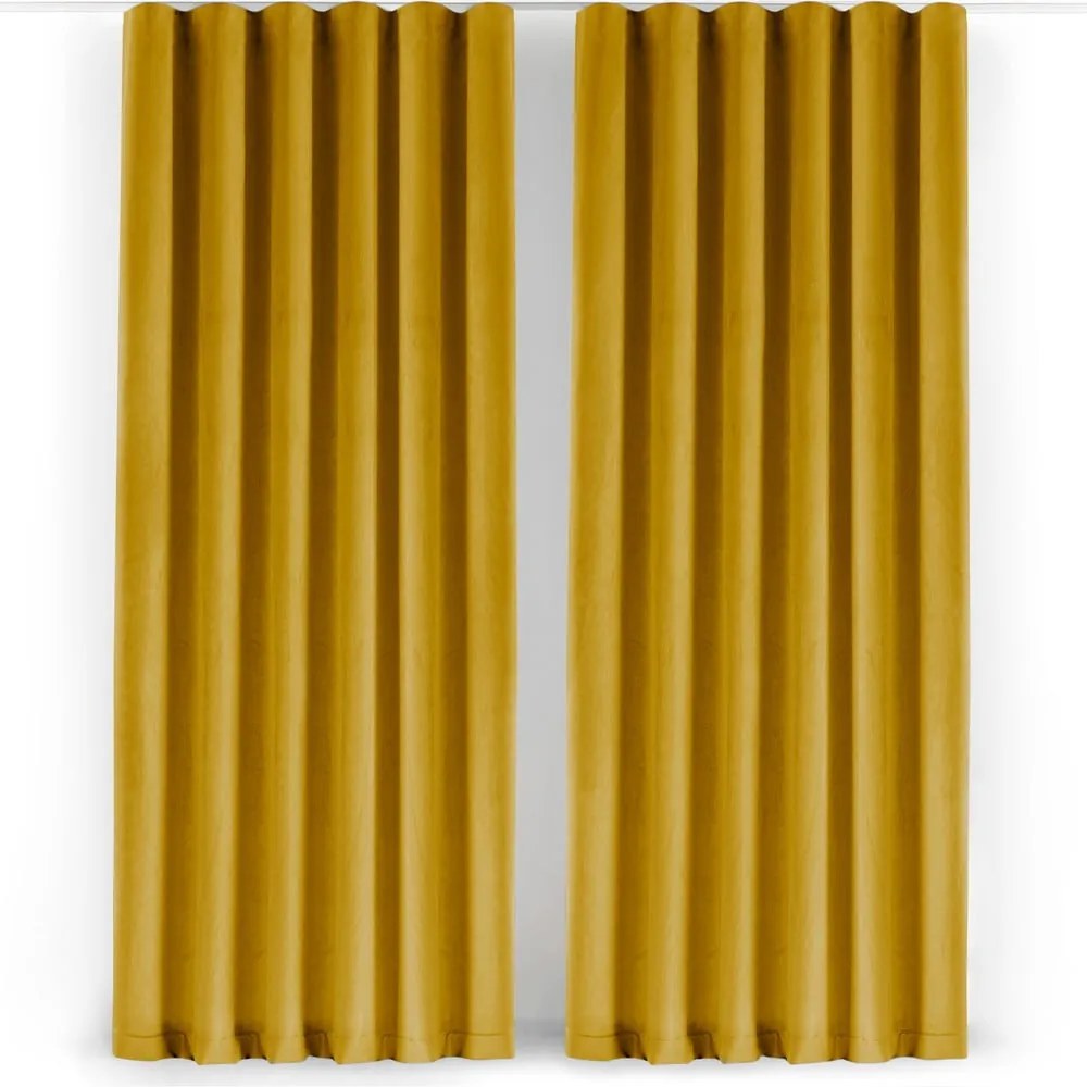 Zamatový dimout záves v horčicovej farbe 140x270 cm Velto – Filumi