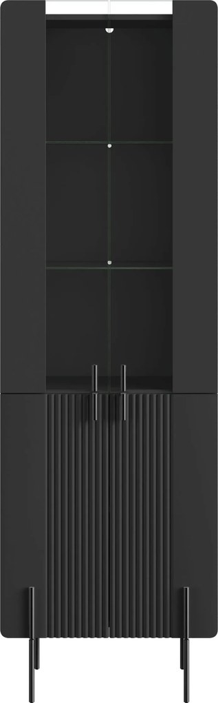 Vitrína Malmi 60 cm štvordverová - čierny mat / čierne nohy