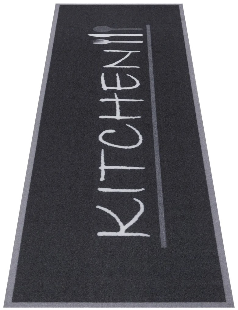 Hanse Home, Koberec behúň Cook & Clean 105725 Black White, 50x150, šedá, kuchyňa