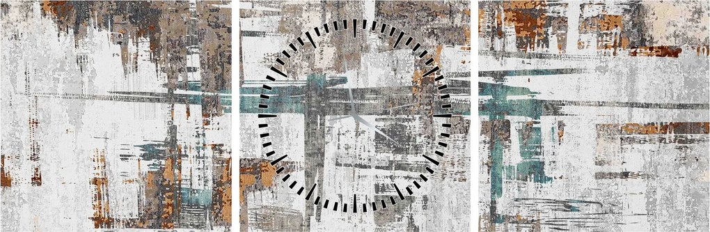 Obraz - Abstraktné ťahy (s hodinami) (90x30 cm)