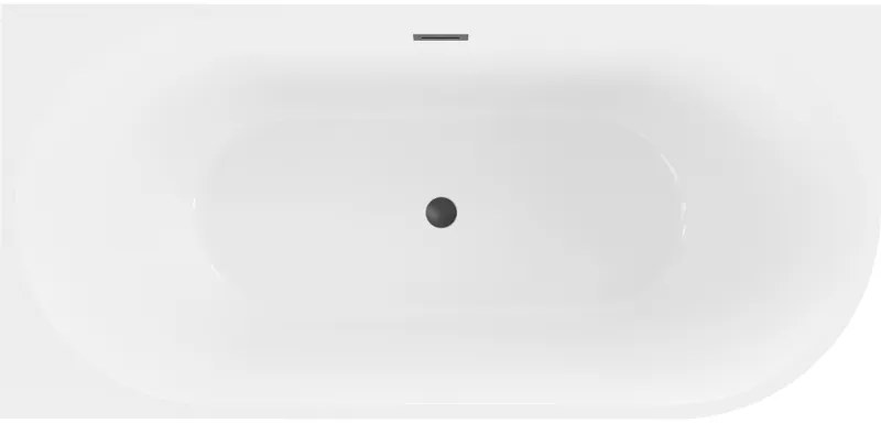 Mexen Mia, voľne stojaca rohová vaňa ľavá 140 x 75 cm, biela/čierna, čierny prepad, 52691407575L-70