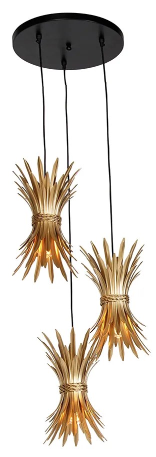 Závesné svietidlo Art Deco zlaté 3-svetlo - Wesley