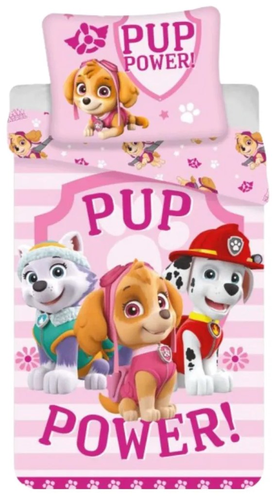 Obliecky Disney Paw Patrol ružový 140x200cm+90x70cm Setino Tiahome