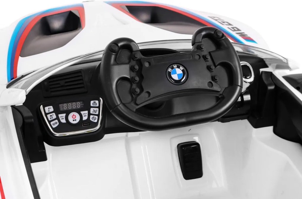 Ramiz BMW M6 GT3 Autíčko na batérie pre deti Biele + Ventilátor + Zvuky MP3 Svetlá + Diaľkové ovládanie