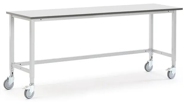Mobilný dielenský stôl MOTION, manuálne nastaviteľný, 2000x600 mm