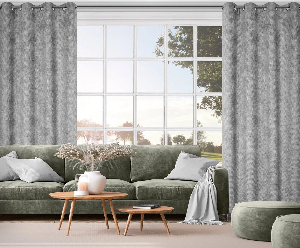 ZATEMŇOVACÍ ZÁVES NA KRÚŽKOCH ALETA 135X250 CM SIVÁ