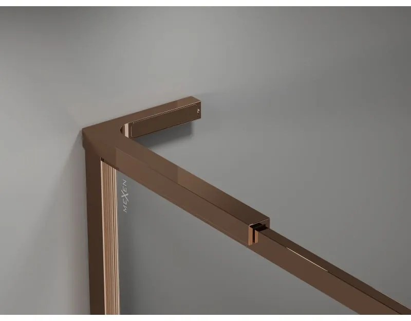 Mexen, Mexen Kioto-F L sprchová stena s rámom 85 x 202 cm, priehľadná 8 mm, ružové zlato - 800-085-174-60-00