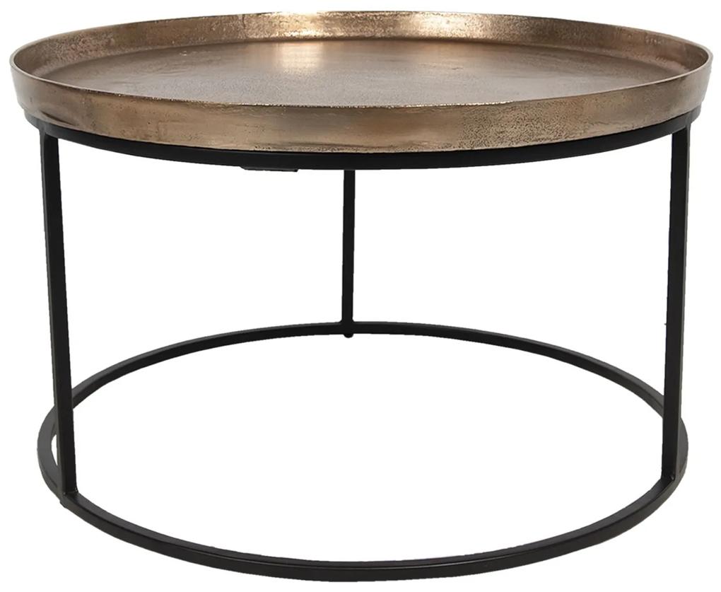 Kovový odkladací stolík v zlato-čiernom prevedení Devereux - Ø 60 * 35 cm