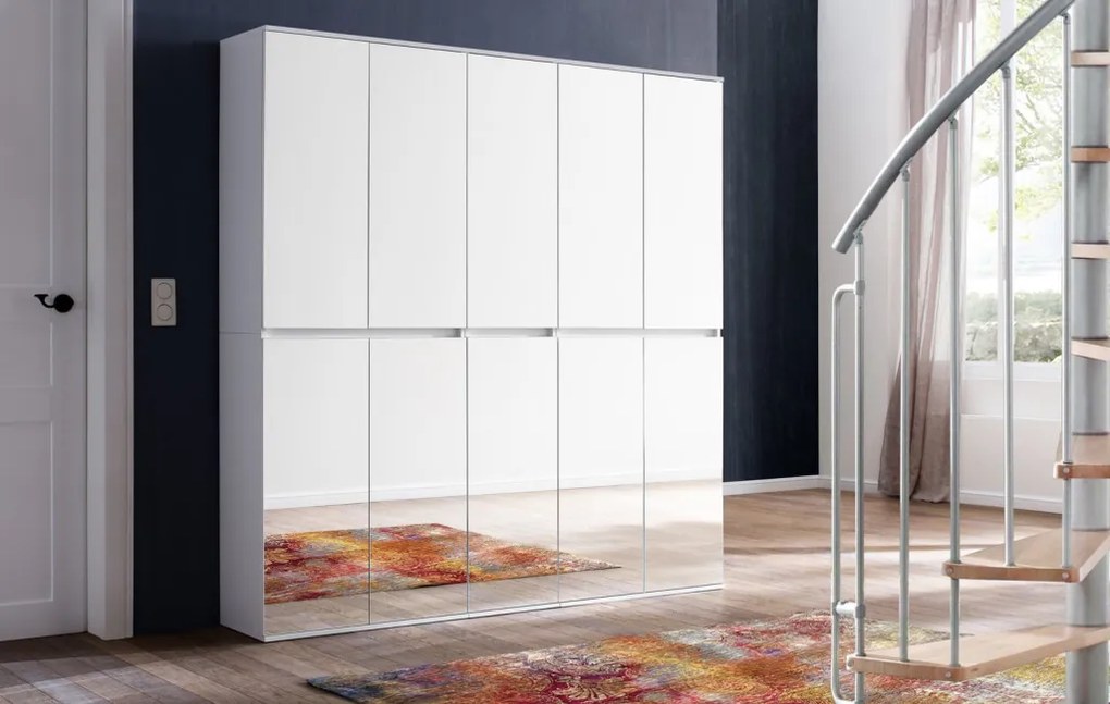 Zrkadlová viacúčelová skriňa s policami Mirror, 37 cm, biela