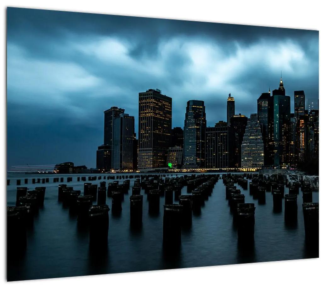 Sklenený obraz - Pohľad na mrakodrapy New Yorku (70x50 cm)