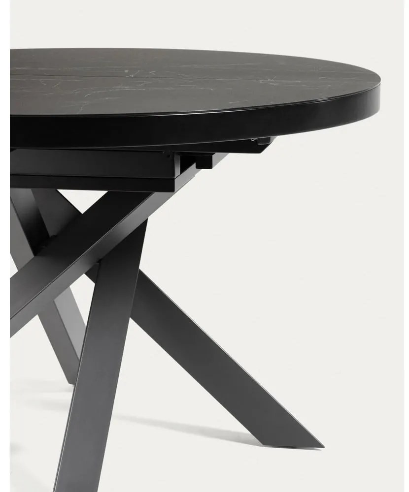 Čierny okrúhly rozkladací jedálenský stôl s keramickou doskou ø 160 cm Vashti – Kave Home