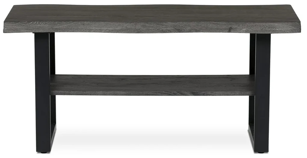 Autronic - Stůl konferenční, 120x60x55 cm, MDF deska, dekor šedý dub, kov, police, černý lak - CT-F4212 GREY AKCE NOVINKA