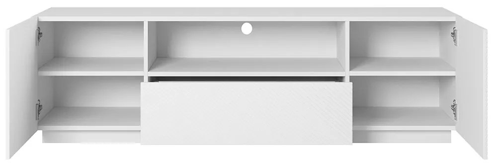 TV stolík Asha 167 cm s otvorenou policou - biely mat