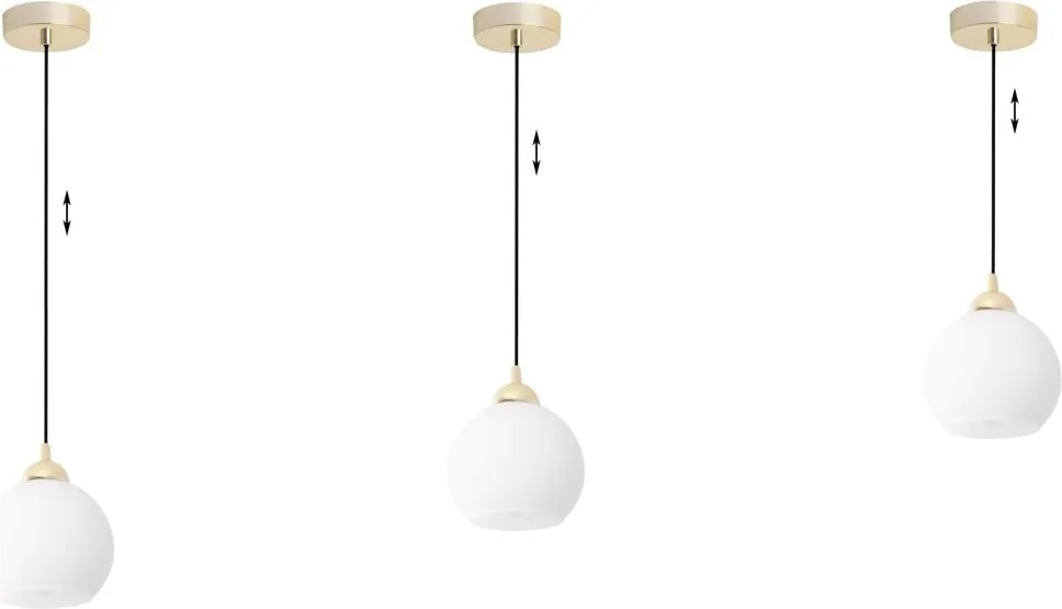 Závesné svietidlo Eliza, 1x biele sklenené tienidlo, g/b