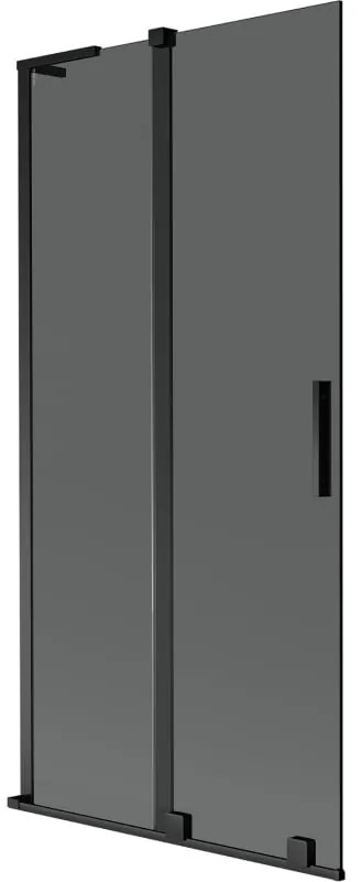Mexen Velar L, 2-krídlová posuvná vaňová zástena 95 x 150 cm, 8mm šedé sklo, čierna matná, 896-095-003-41-70