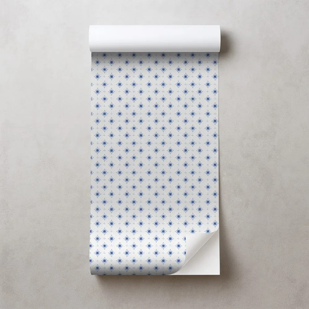 Samolepiaca fototapeta modré kvetinové ornamenty