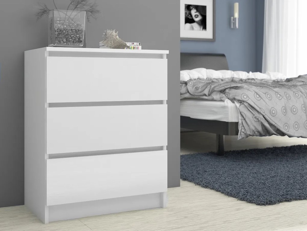 Komoda Kuba 60 cm - 3 zásuvky biela