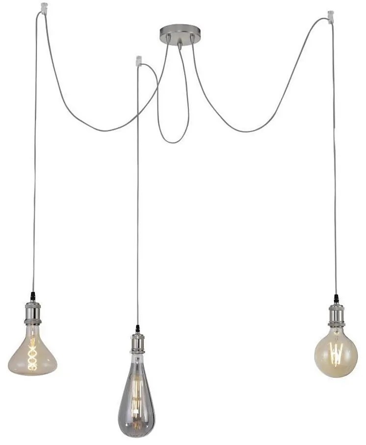 Leuchten Direkt 13571-55 - Luster na lanku DIY 3xE27/60W/230V pavúk matný chróm
