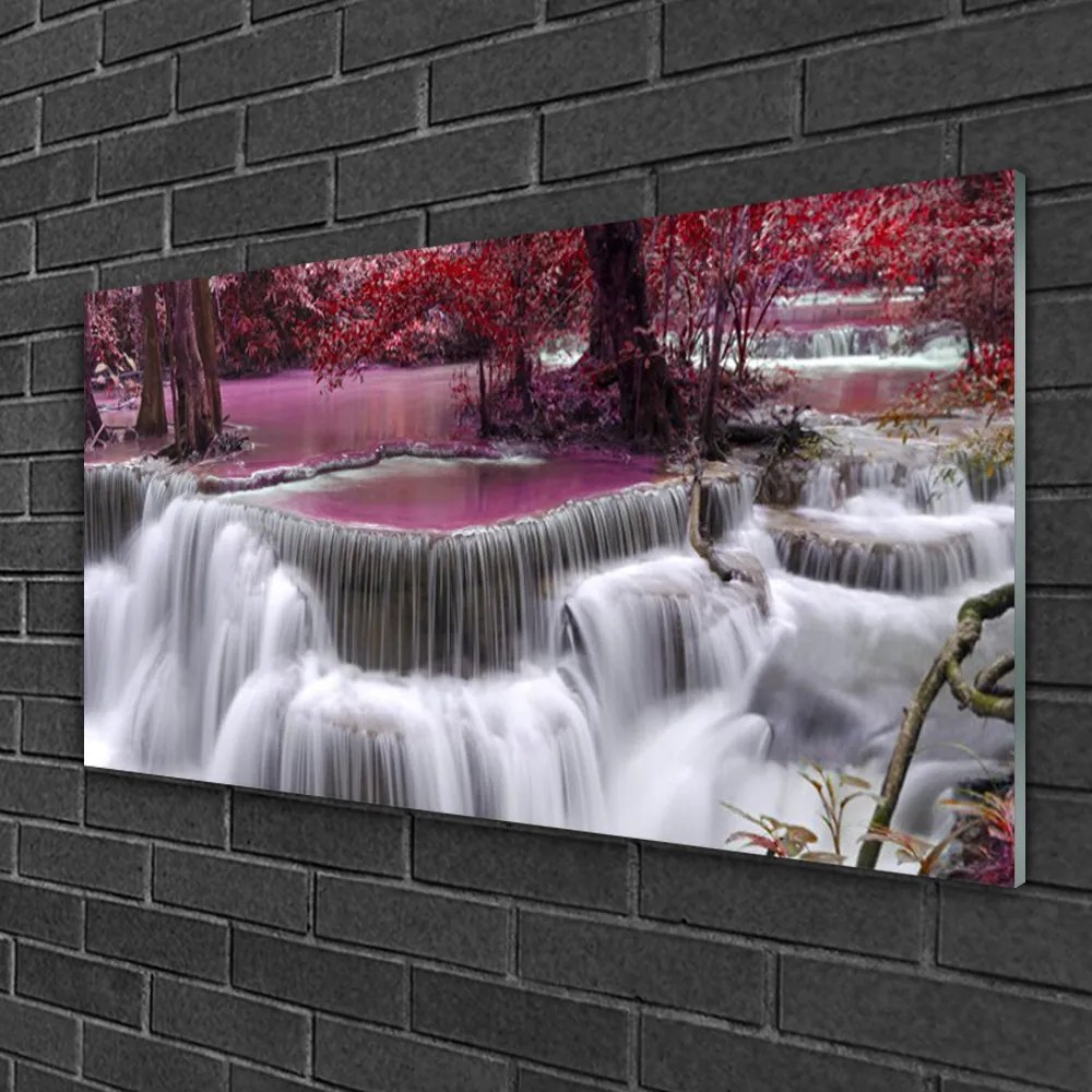 Obraz na skle Vodopád góry príroda 120x60 cm