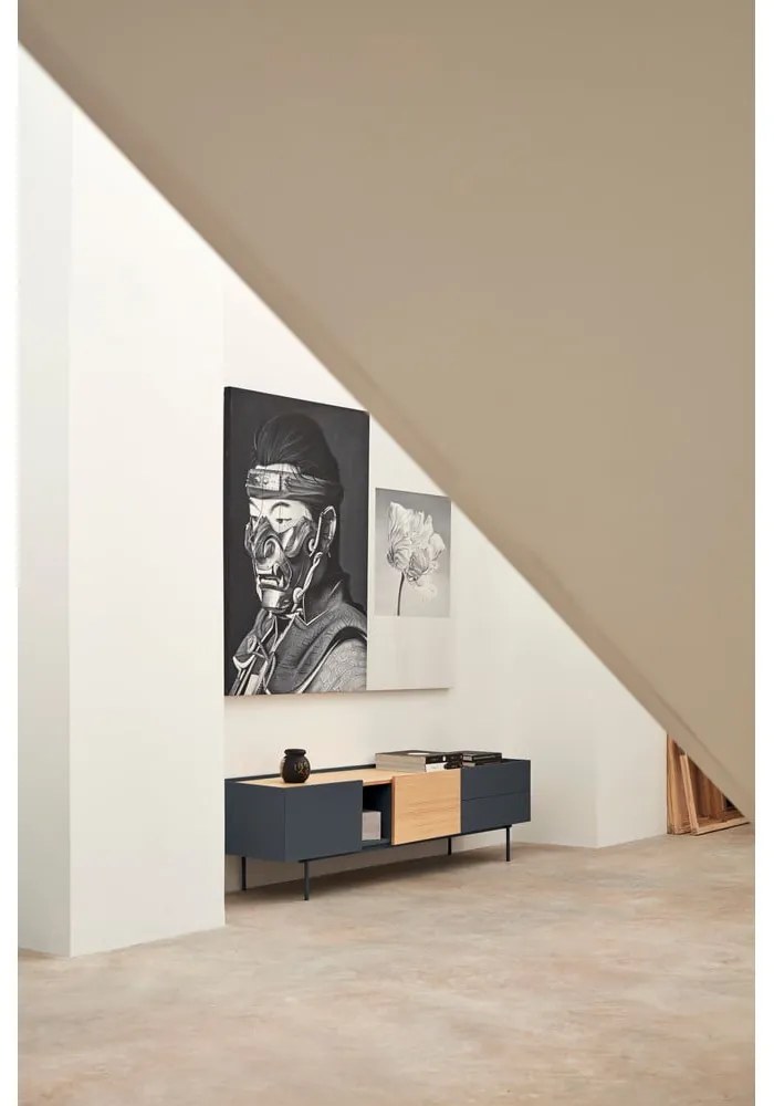 TV stolík v dekore duba v antracitovo-prírodnej farbe 180x45 cm Otto – Teulat