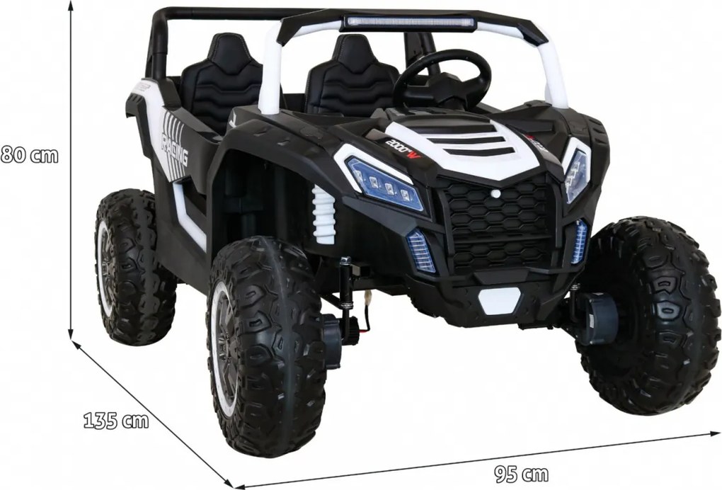Ramiz Buggy ATV Racing pre 2 deti Biela + pohon 4x4 + diaľkové ovládanie + pomalý štart + MP3 LED