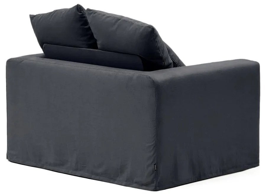 Antracitové ľanové kreslo Nora – Kave Home