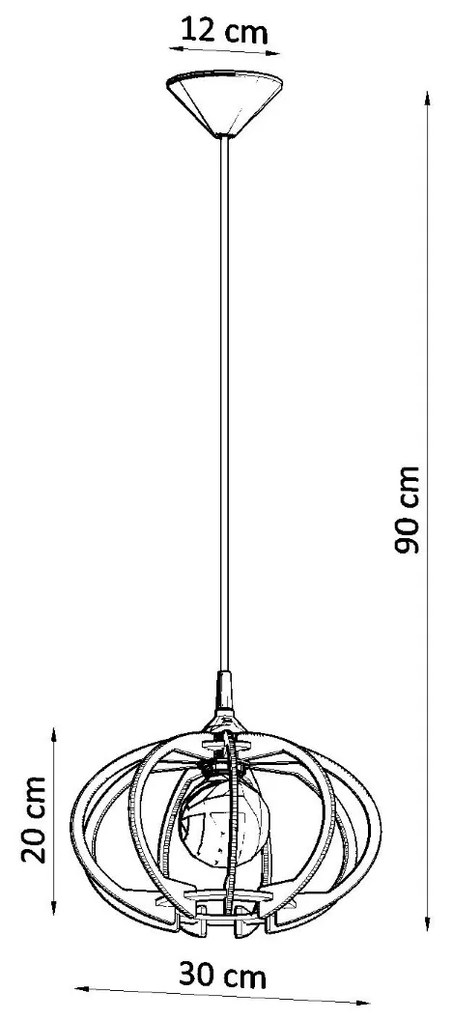 Závesné svietidlo Mandelino, 1x drevené tienidlo