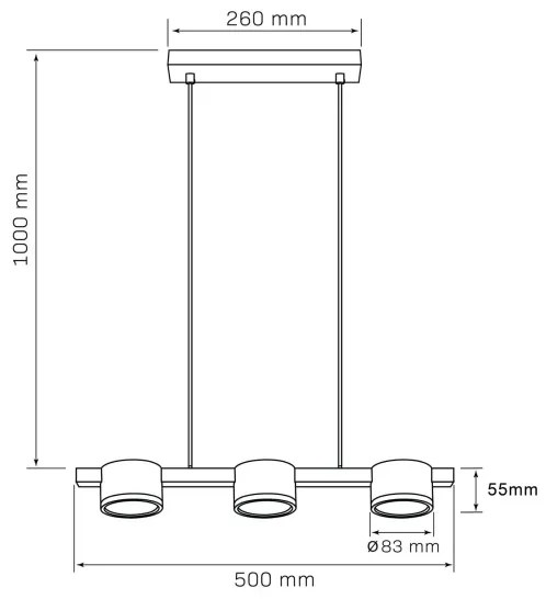 LED Luster na lanku MIRELLA 3xGX53/6W/230V zlatá/čierna